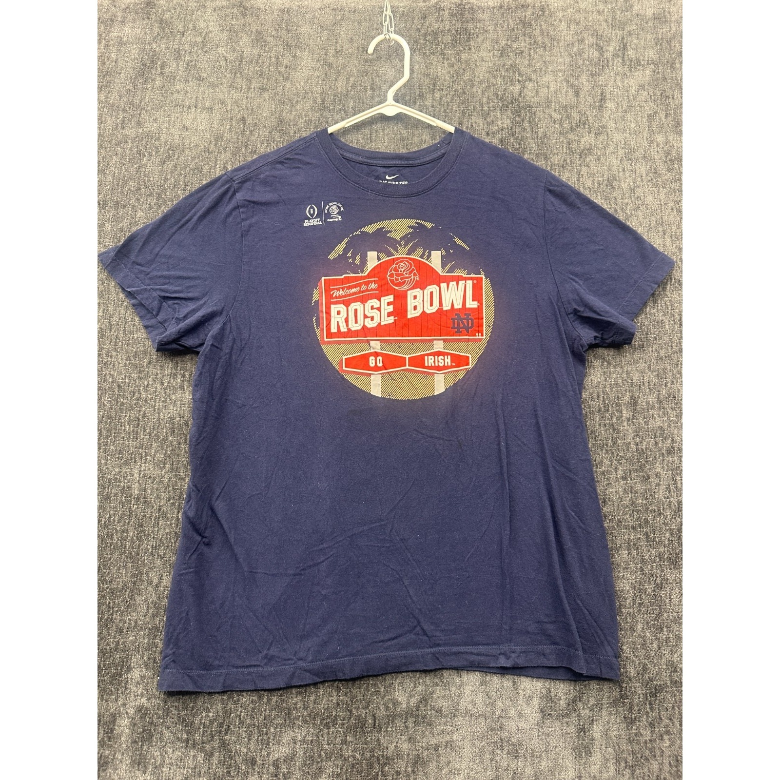 Notre Dame Fighting Irish T Shirt Mens Xl Navy Blue Nike Football Ncaa Rose Bowl